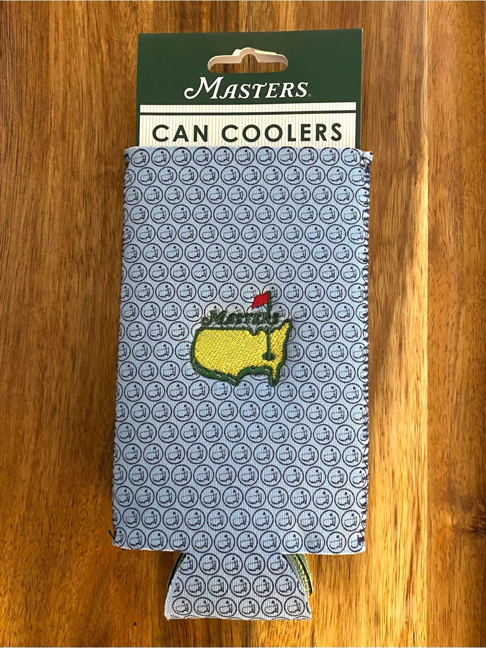 Masters Can Coolers Koozies Pack of 2 New All Over Logo Pattern Golf Collectible